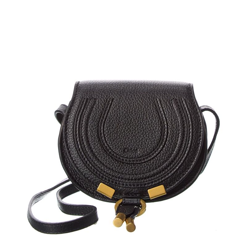 Chlo Marcie Nano Leather Shoulder Bag, Black